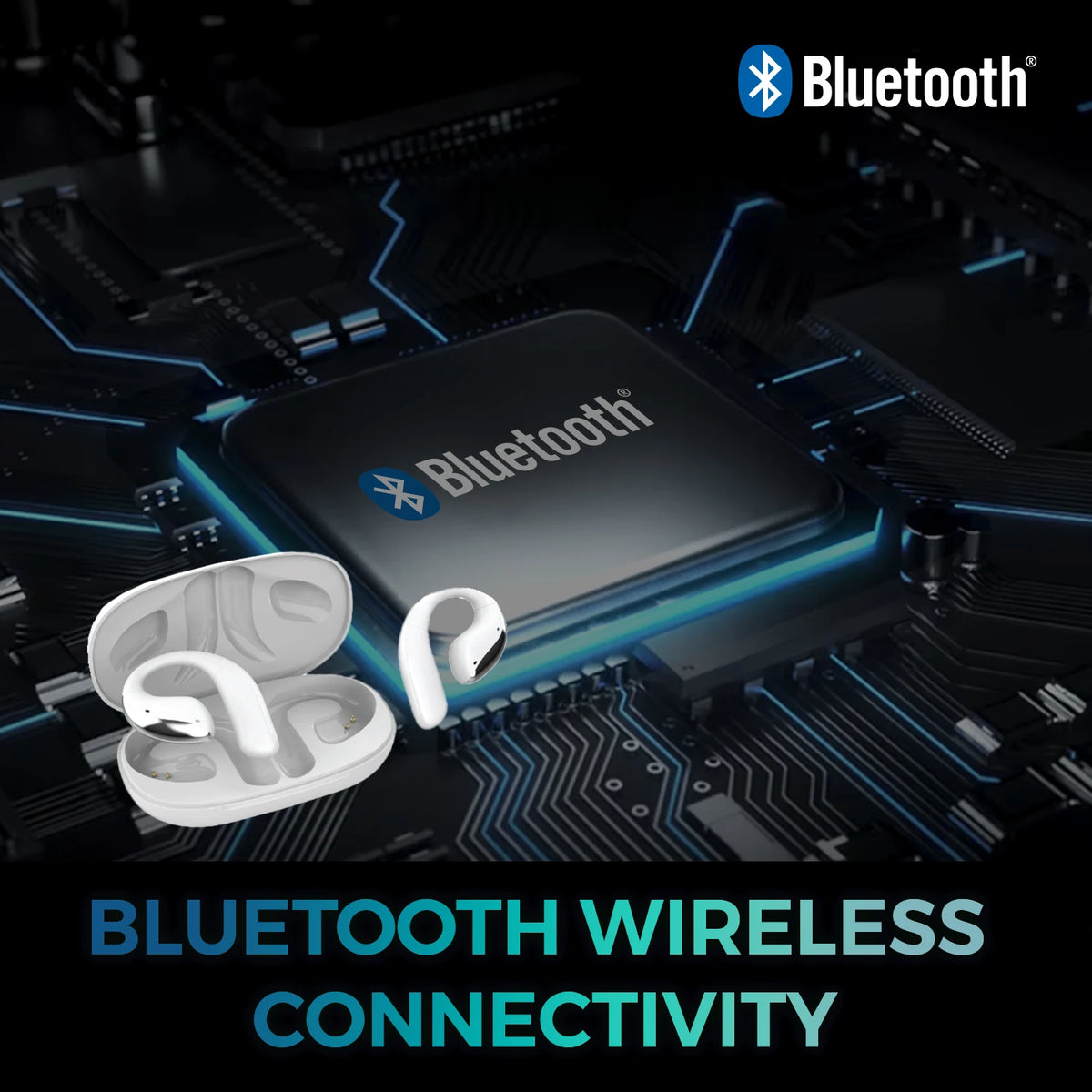 Open Ear Bluetooth Sports Earbuds With Touchscreen Charging Case