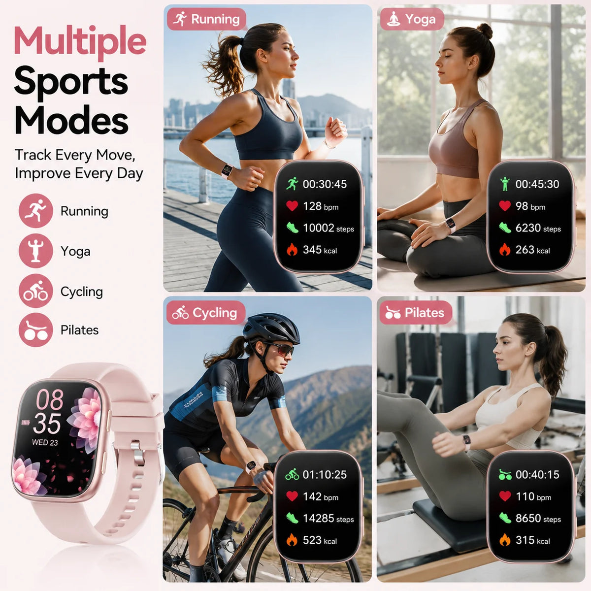 Smart Fitness Watch With Heart Rate Sleep And Sports Tracking