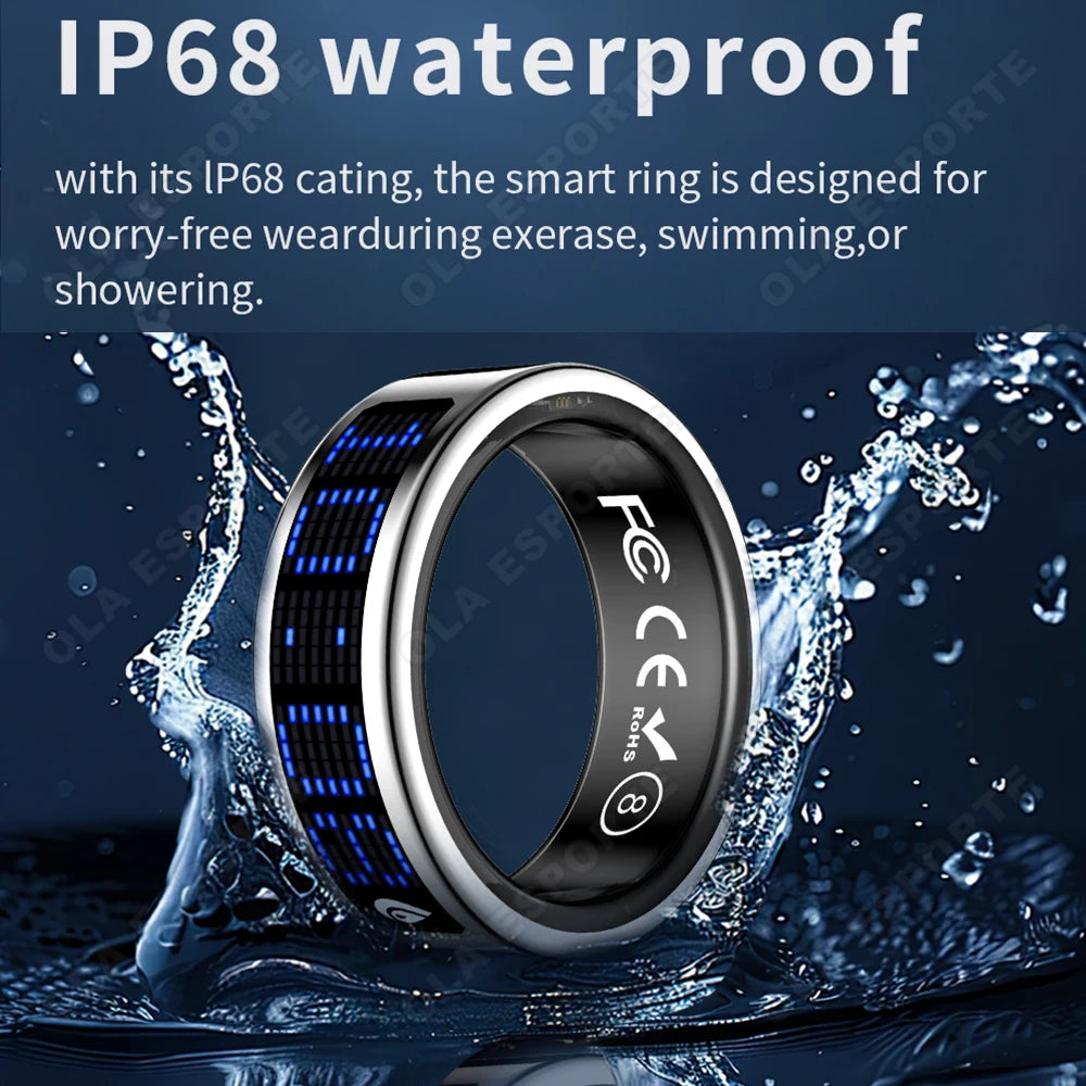 Smart Ring With LED Time Display And Health Monitoring