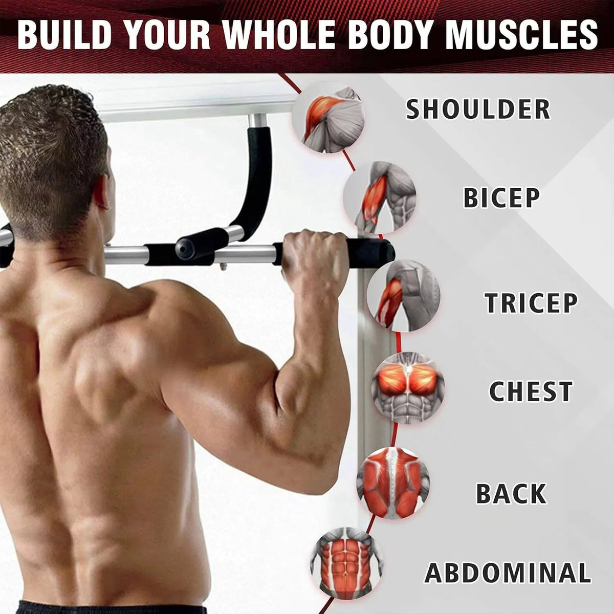 DIAMRI Adjustable Doorway Pull Up Bar for Strength Training