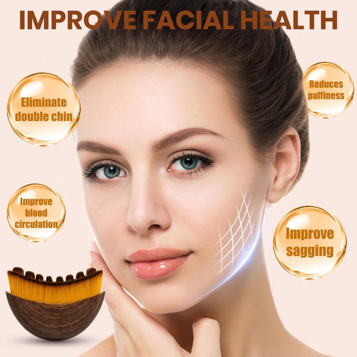 Lymphatic Contour Face Brush for Jawline Sculpting and Drainage Massage