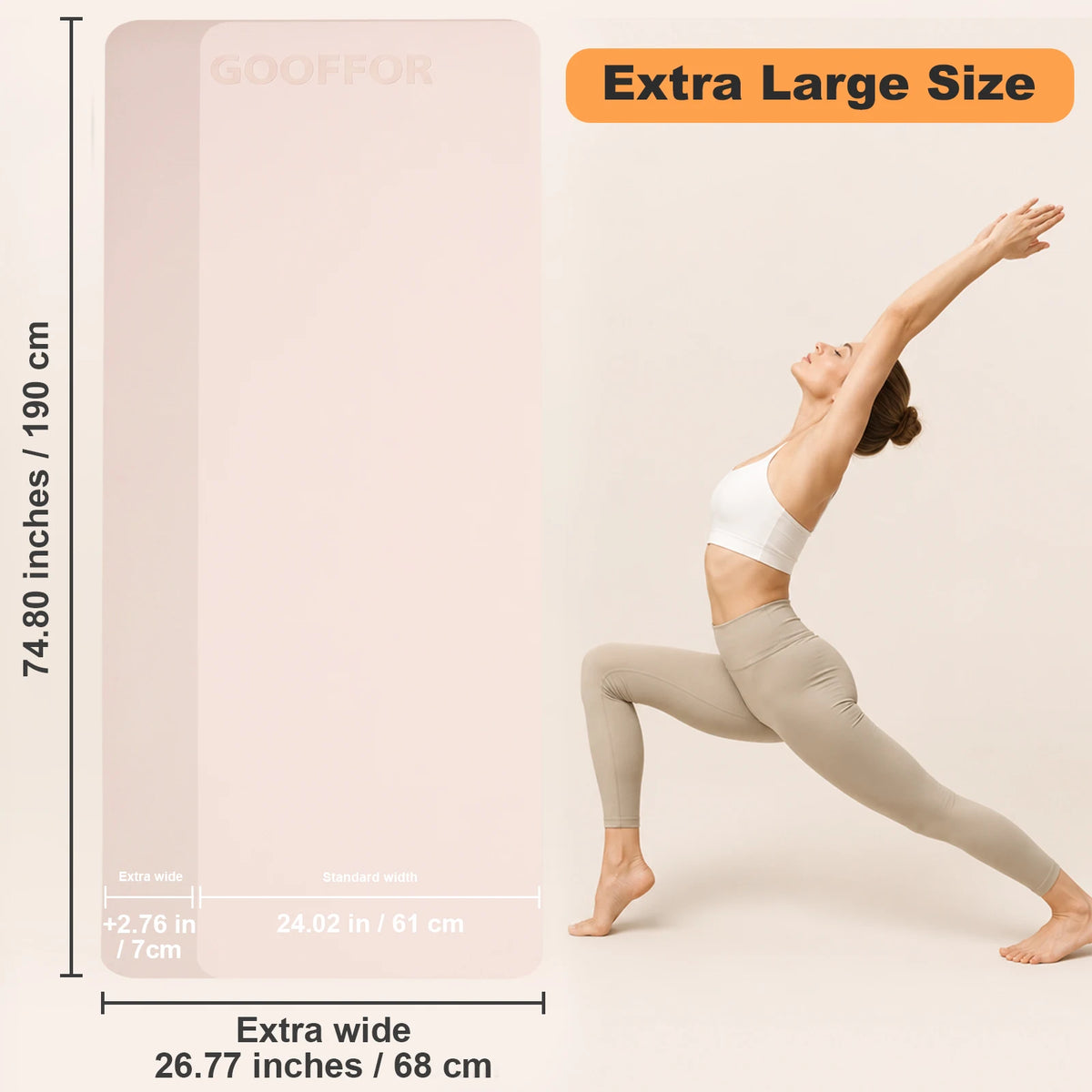 GOOFFOR Natural Rubber Yoga Mat With Non Slip Grip