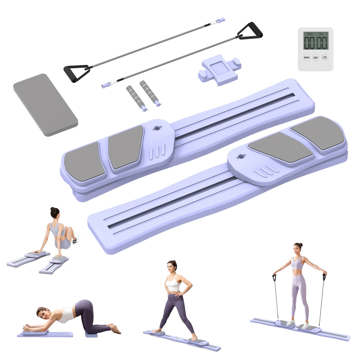WSUEL Multifunctional Pilates Reformer Board for Full Body Home Workouts