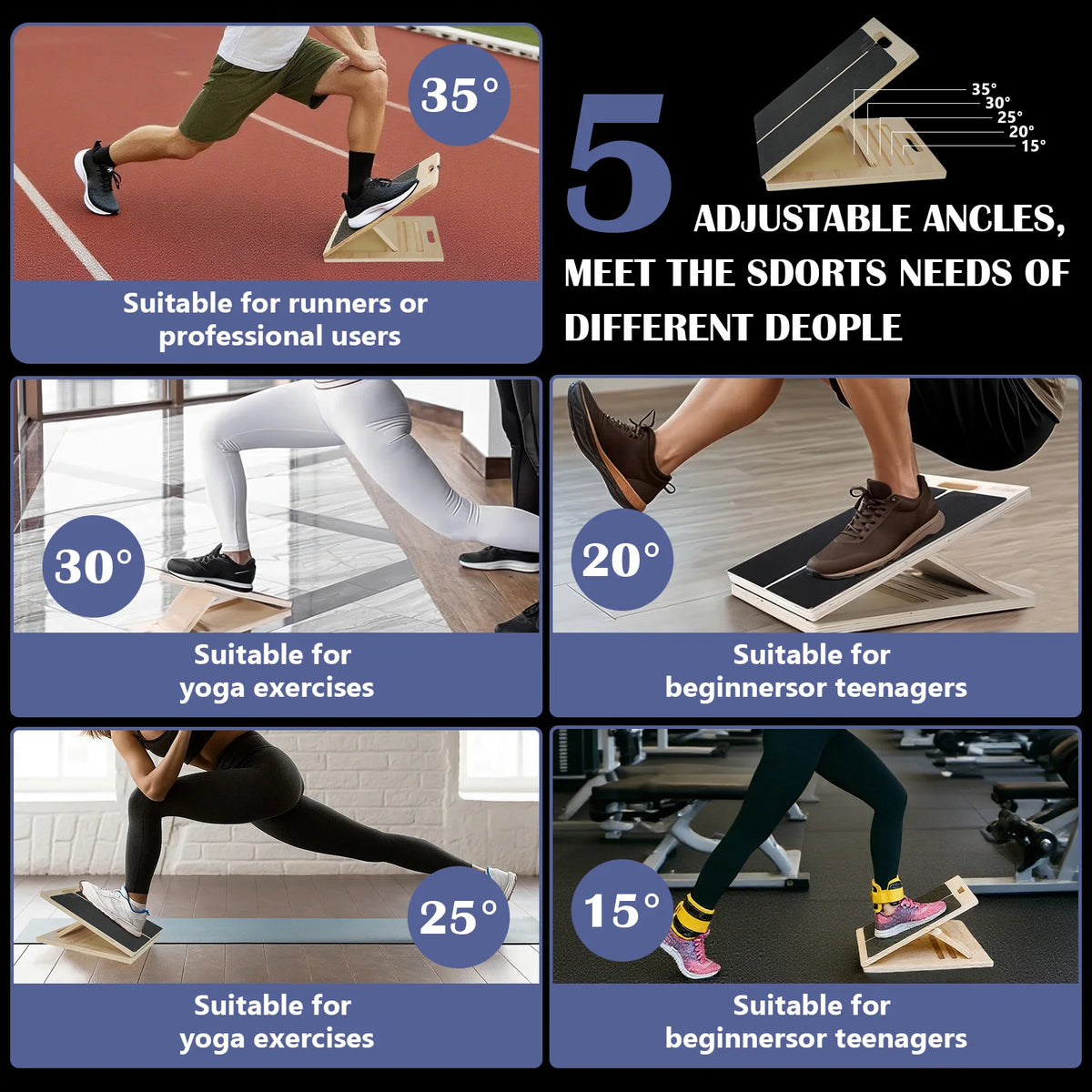 Adjustable Wooden Calf Stretcher Board For Squats And Heel Stretching