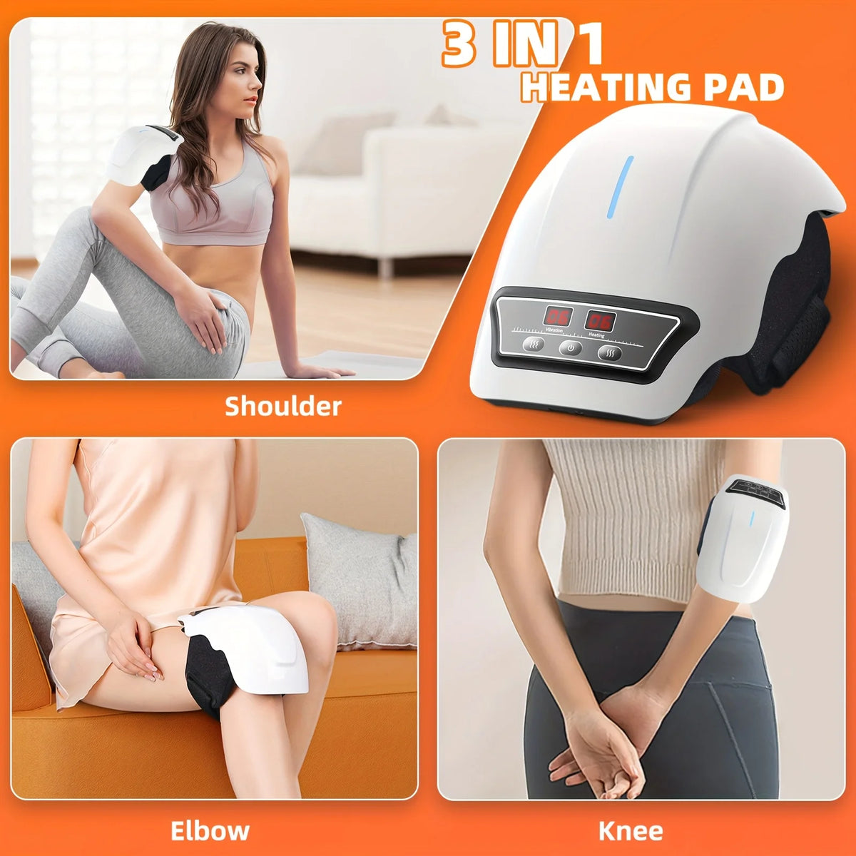 Ekmoey Cordless Heated Knee Massager With Adjustable Vibration Settings