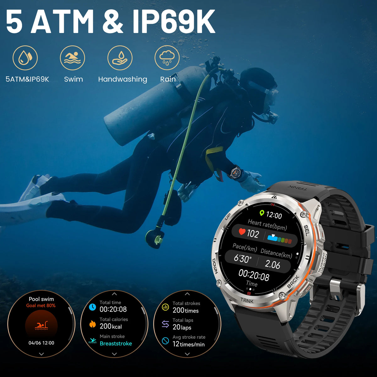 KOSPET TANK T3 Ultra GPS Rugged AMOLED Fitness Smartwatch