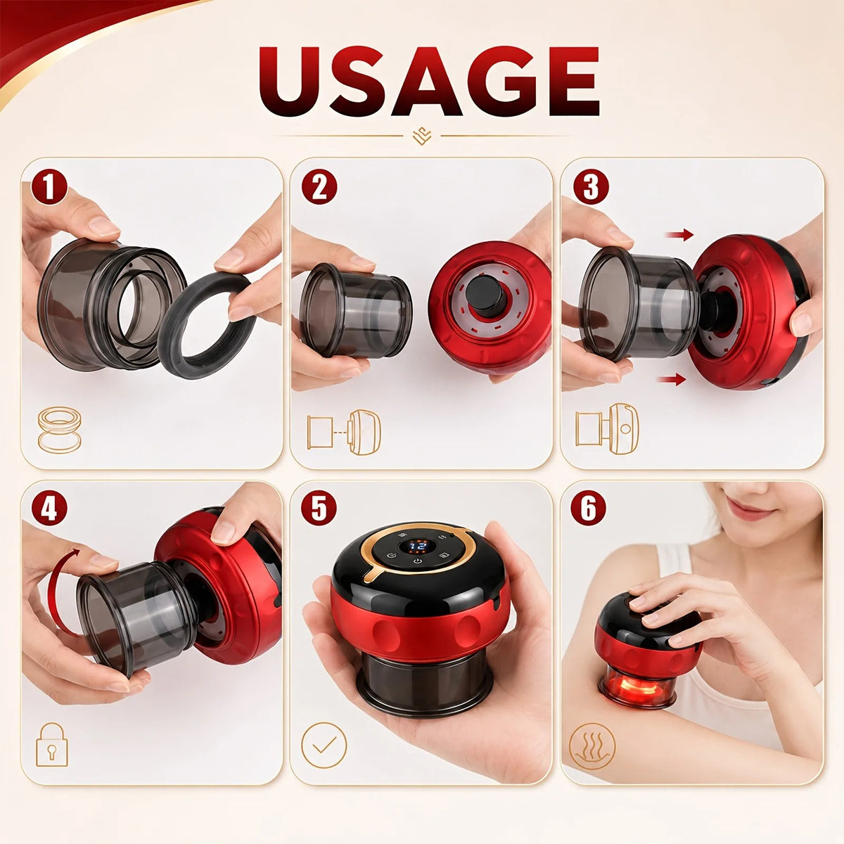 Jitesy Electric Cupping Massager With Heat And Microcurrent Therapy