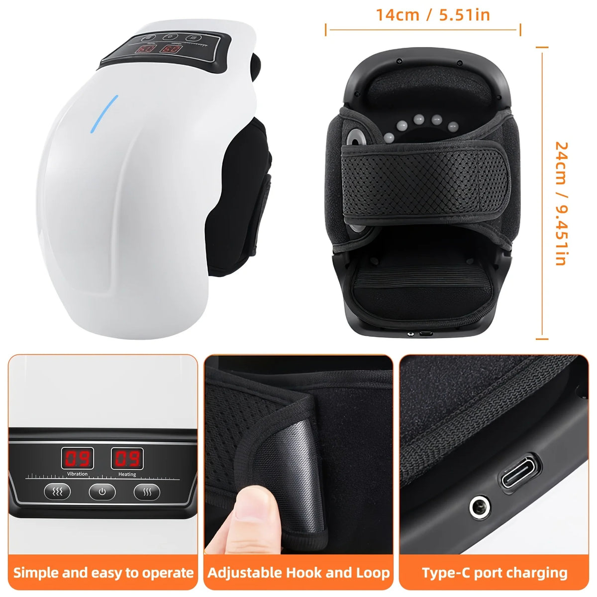 Ekmoey Cordless Heated Knee Massager With Adjustable Vibration Settings
