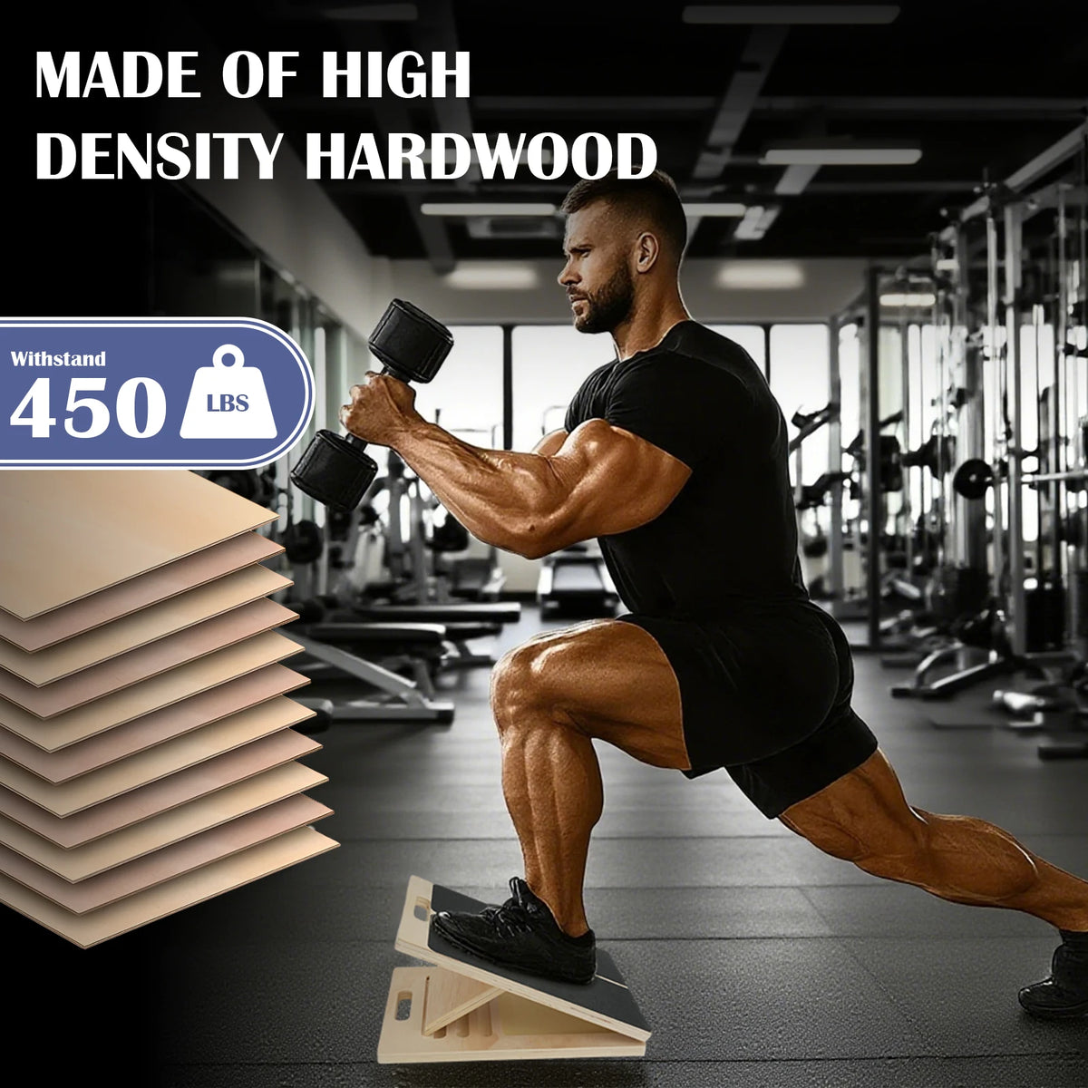 Adjustable Wooden Calf Stretcher Board For Squats And Heel Stretching