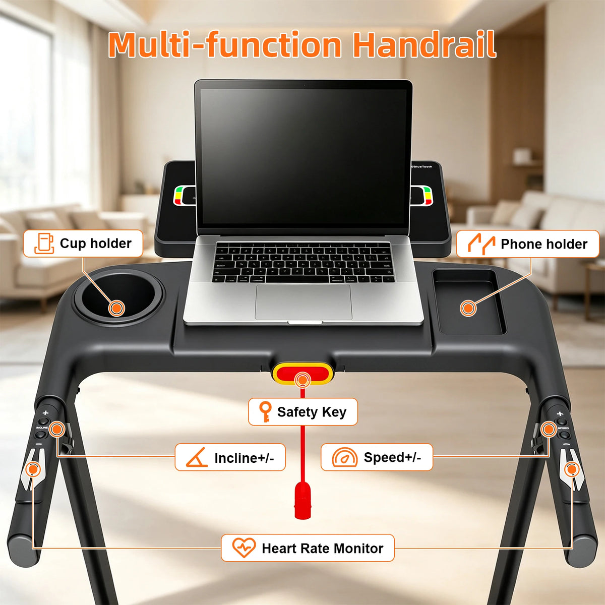 Folding Treadmill With 15-Level Auto Incline And Quiet Motor
