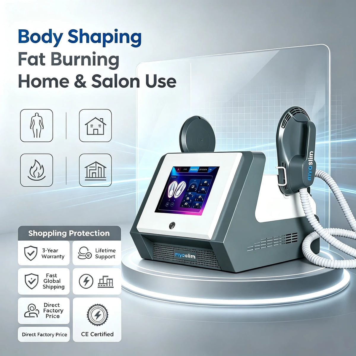 MYOSLIM Desktop EMS Electromagnetic Muscle Stimulator Body Massager