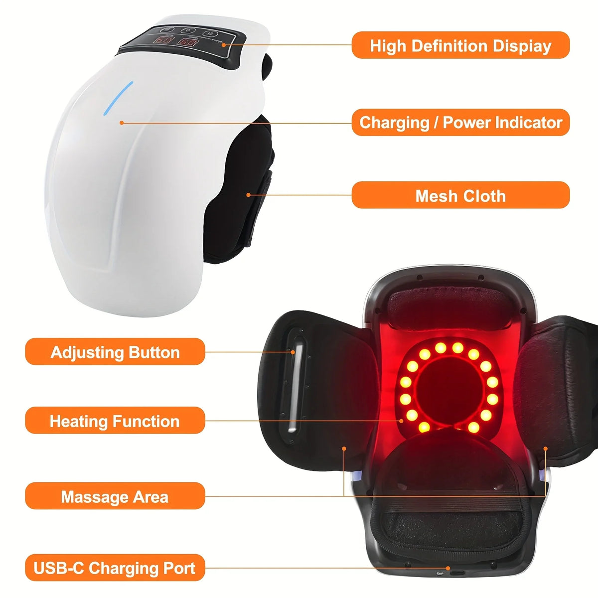 Ekmoey Cordless Heated Knee Massager With Adjustable Vibration Settings