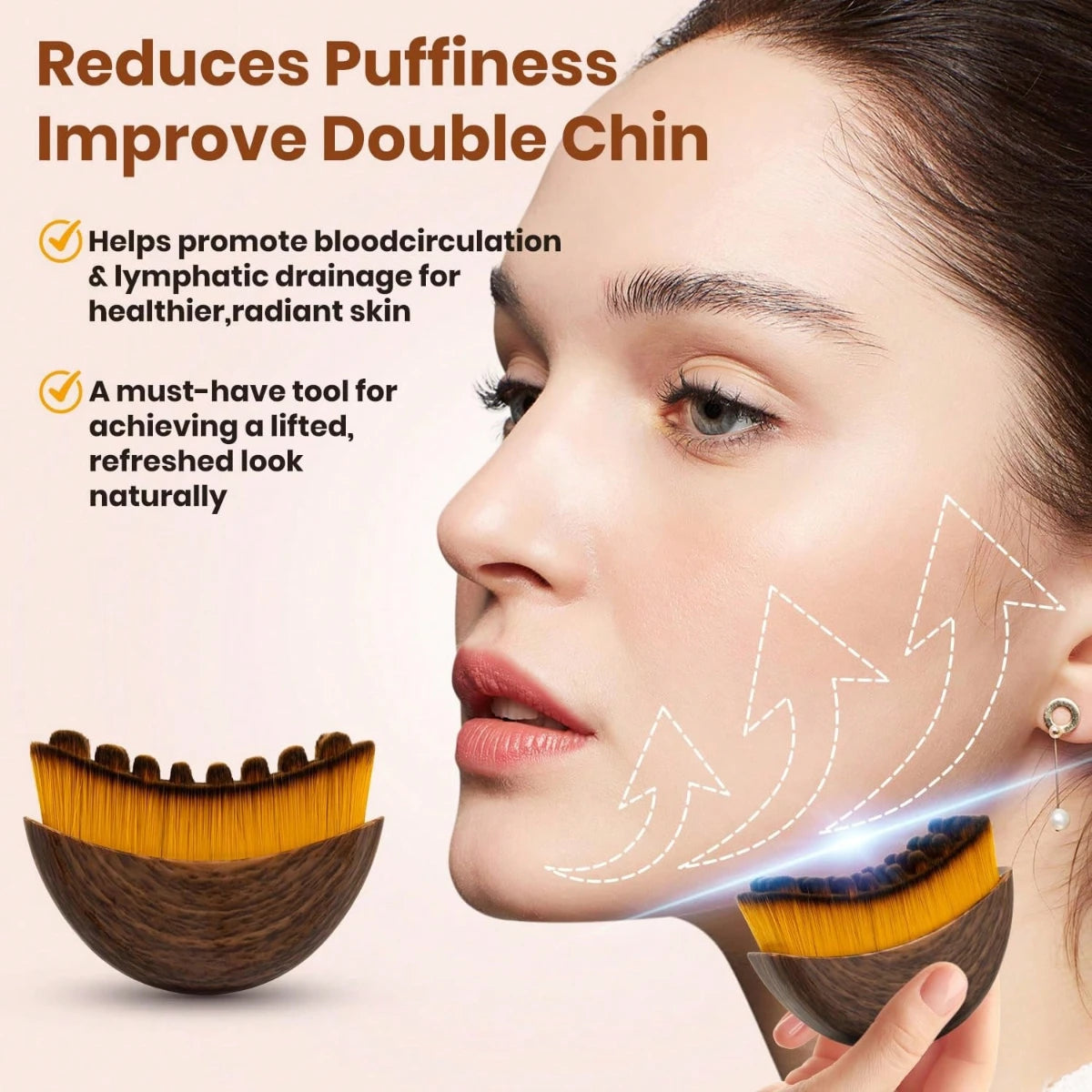 Lymphatic Contour Face Brush for Jawline Sculpting and Drainage Massage
