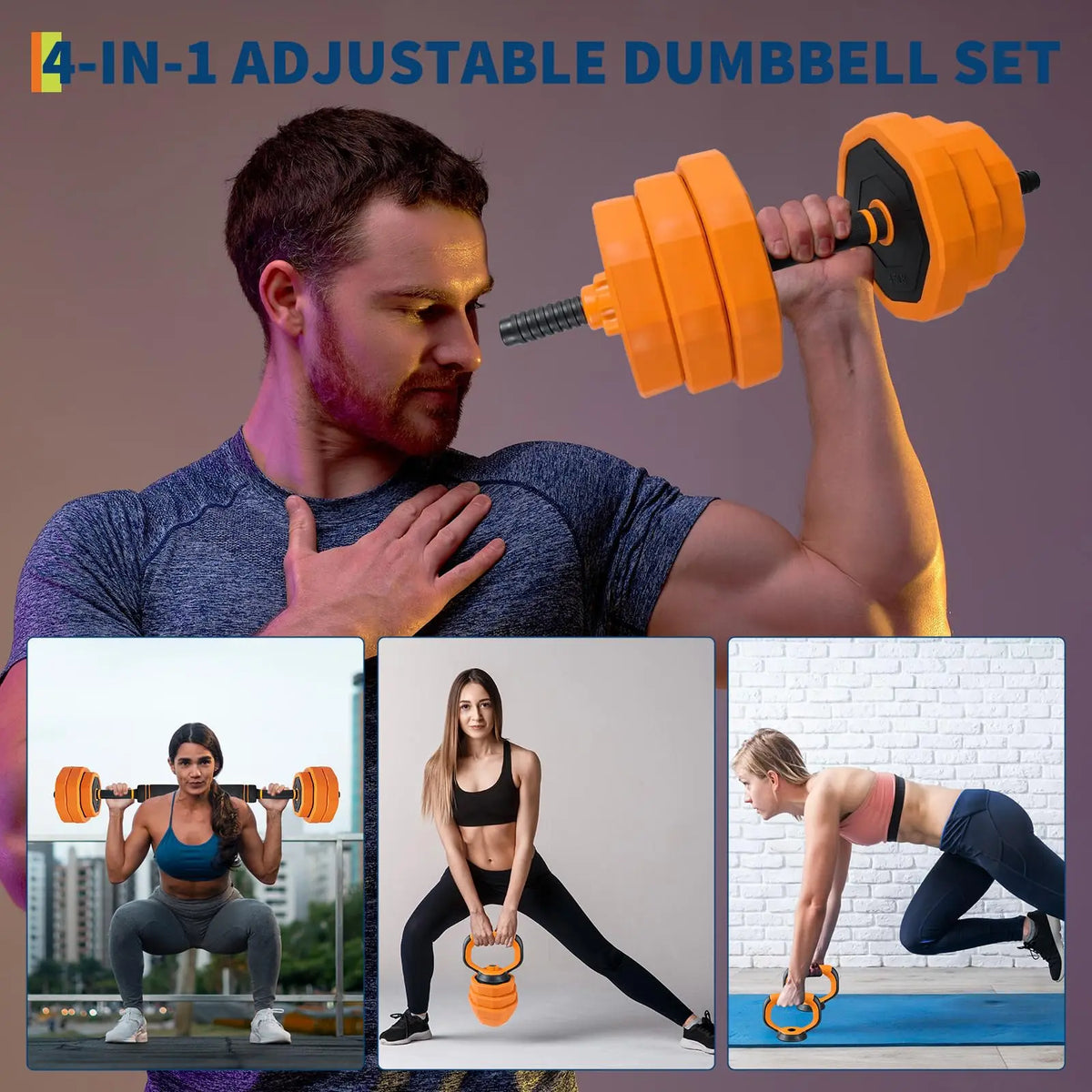 Adjustable Dumbbell Set With Barbell Connector For Home Gym