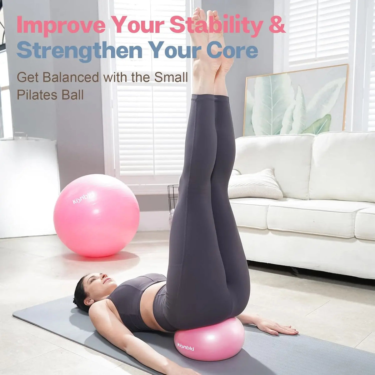 Kisnbld Anti Burst Pilates Ball for Fitness and Core Training