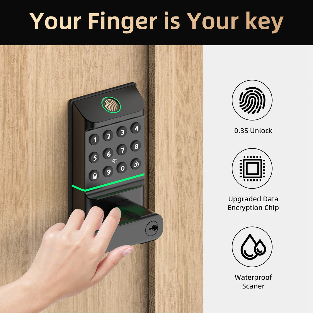 Viladepot Smart Fingerprint Door Lock With App And Keypad Control