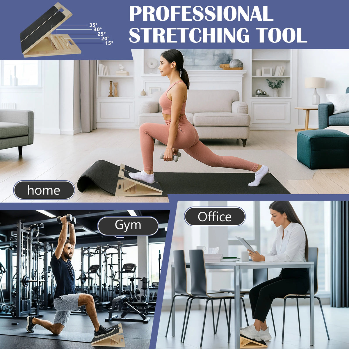 Adjustable Wooden Calf Stretcher Board For Squats And Heel Stretching