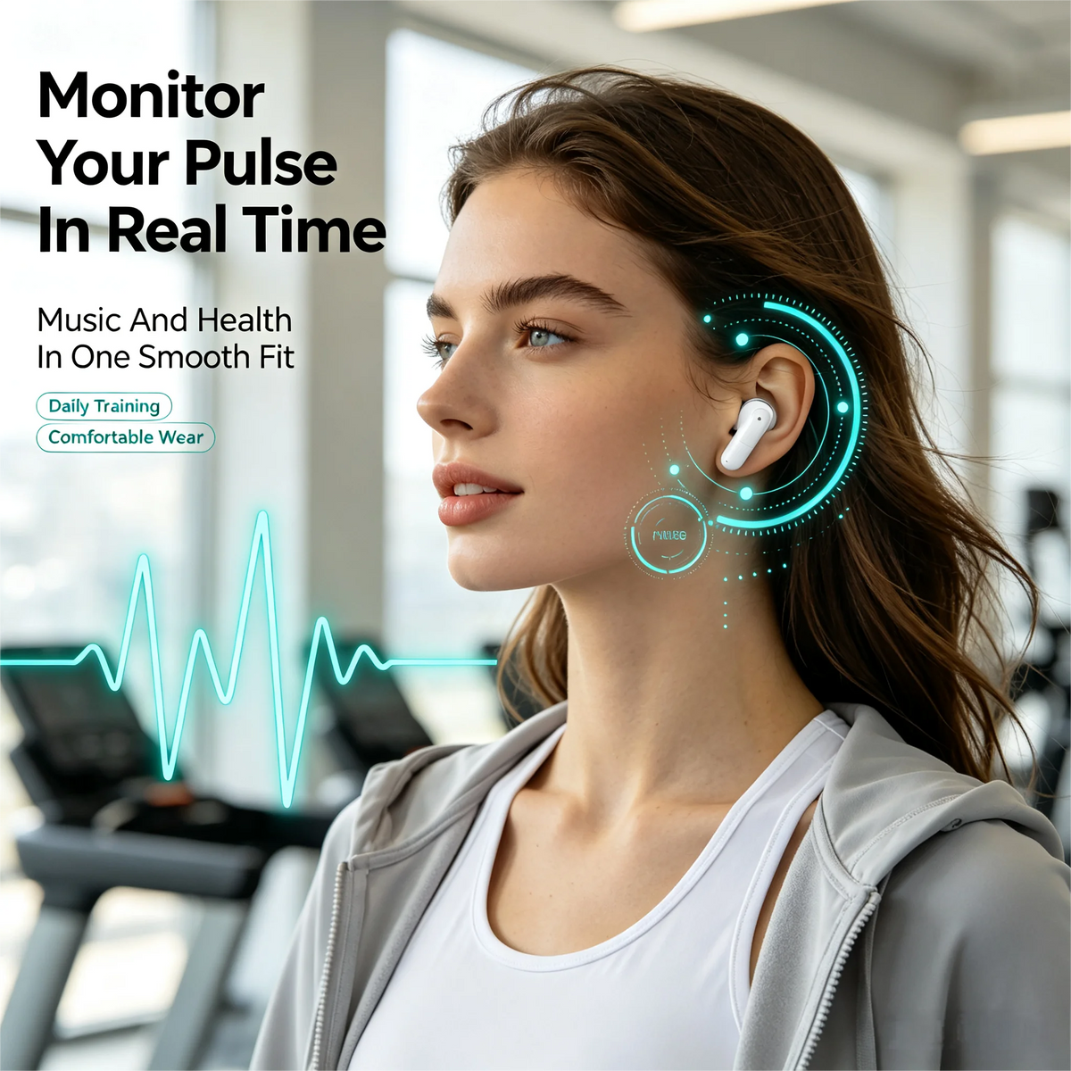 ZZLOVE Wireless Bluetooth Heart Rate Monitor Noise Cancelling Earbuds