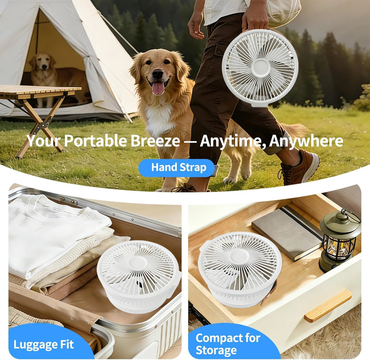 TENGKESi Remote Control Folding Fan With LED Light And Timer