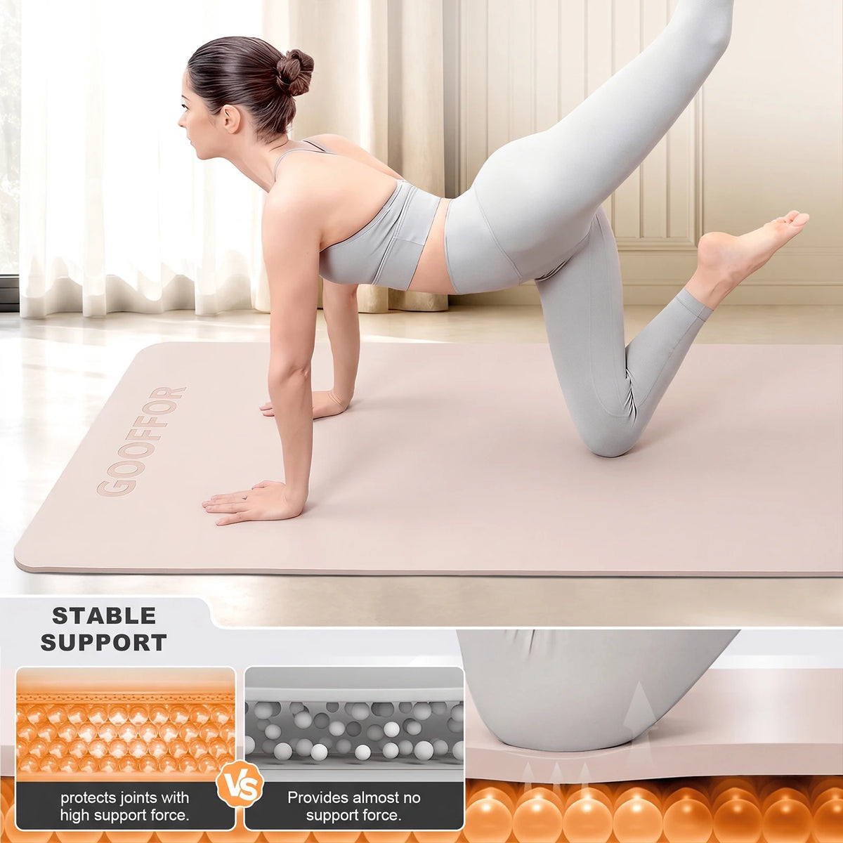 GOOFFOR Natural Rubber Yoga Mat With Non Slip Grip