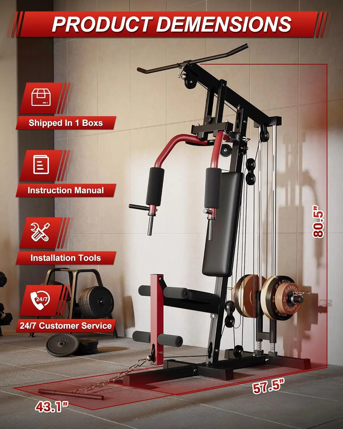 HiMISS 5-in-1 Home Gym System for Full Body Strength Training