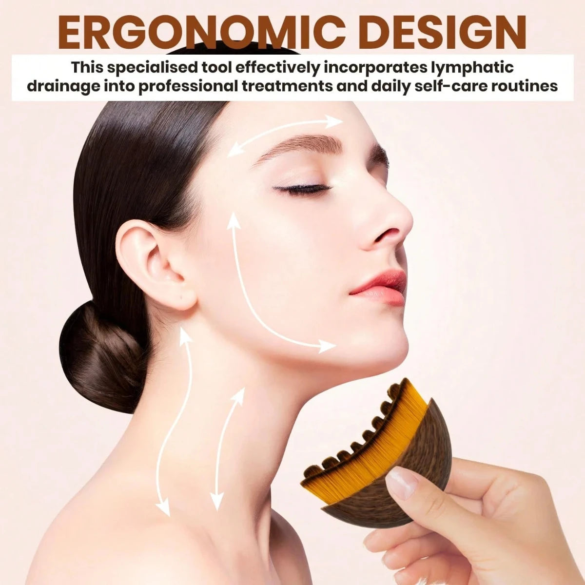 Lymphatic Contour Face Brush for Jawline Sculpting and Drainage Massage
