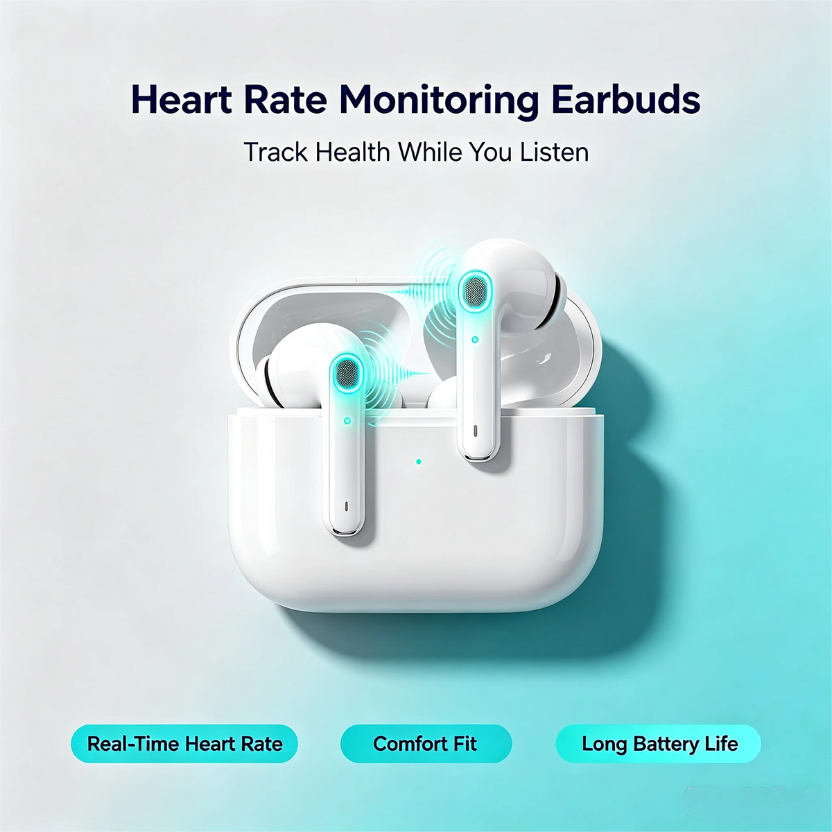 ZZLOVE Wireless Bluetooth Heart Rate Monitor Noise Cancelling Earbuds
