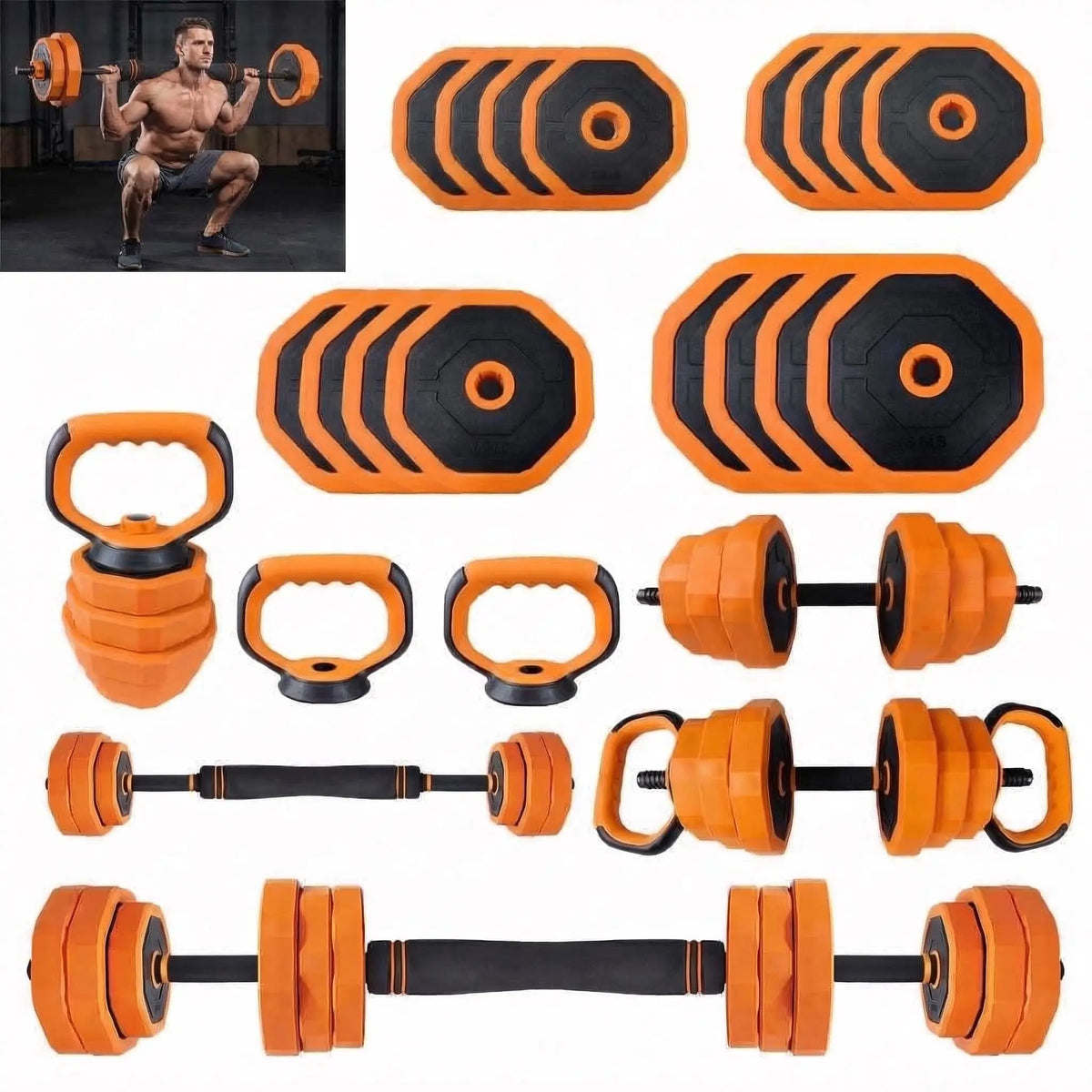 Adjustable Dumbbell Set With Barbell Connector For Home Gym