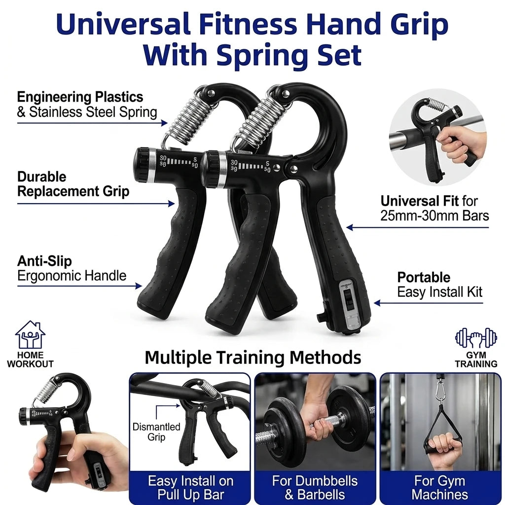Universal Fitness Hand Grip With Spring Set For Gym Equipment