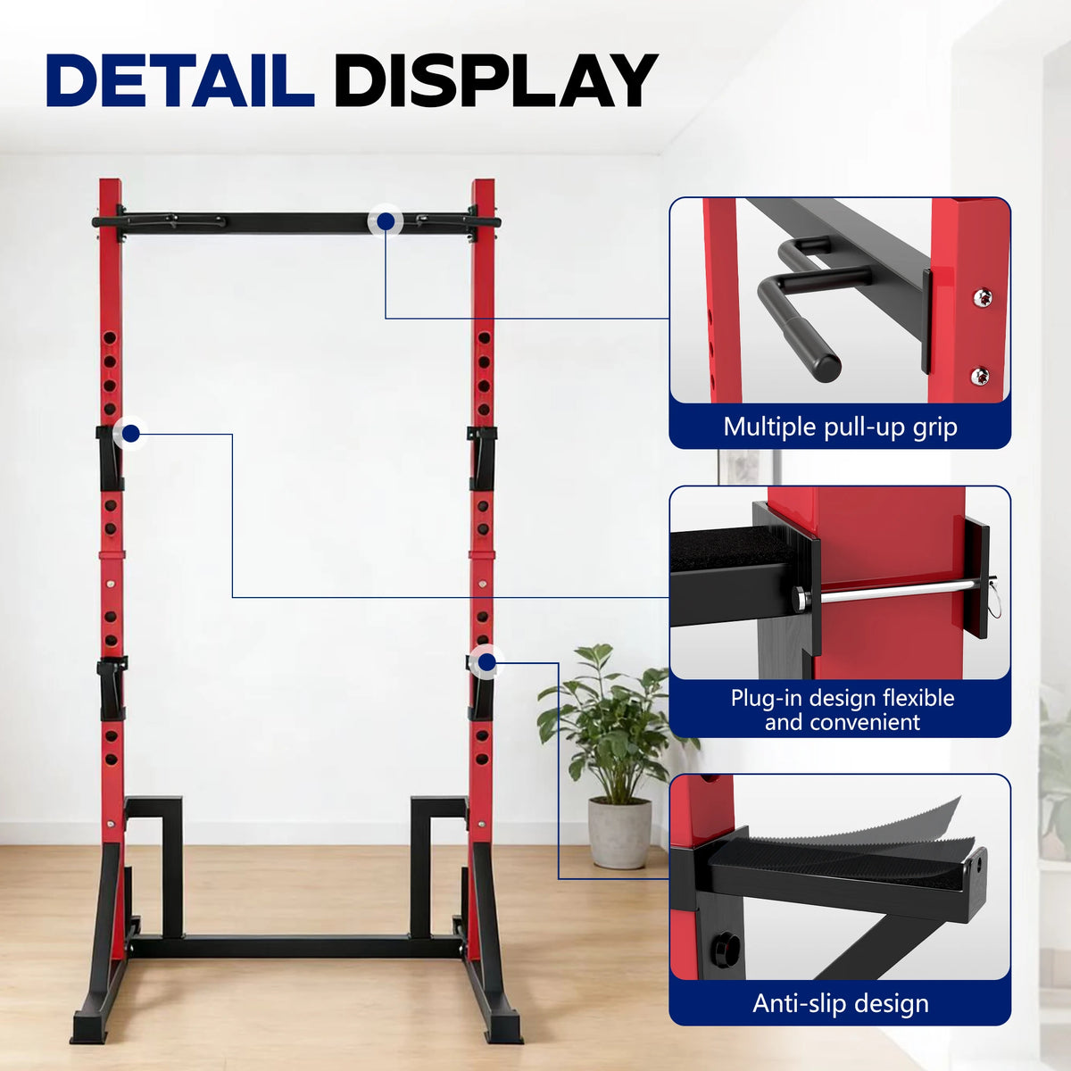 KERDOM Multifunction Power Rack With Pull Up Dip Station For Home Gym