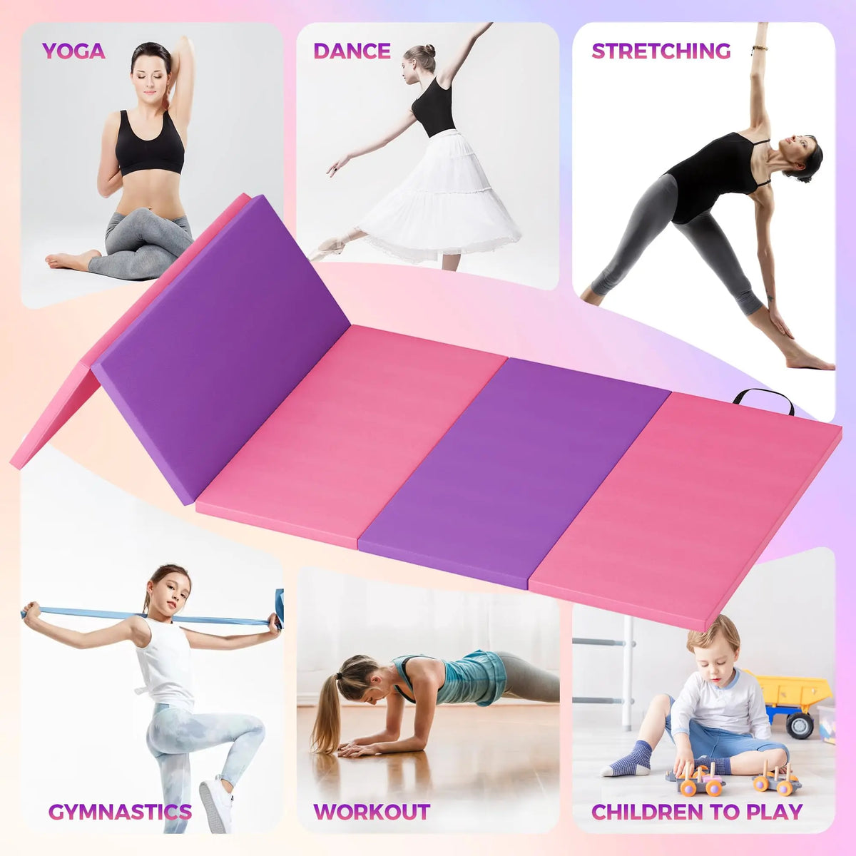 HiMISS Folding Gymnastics Mat for Yoga Pilates and Home Fitness