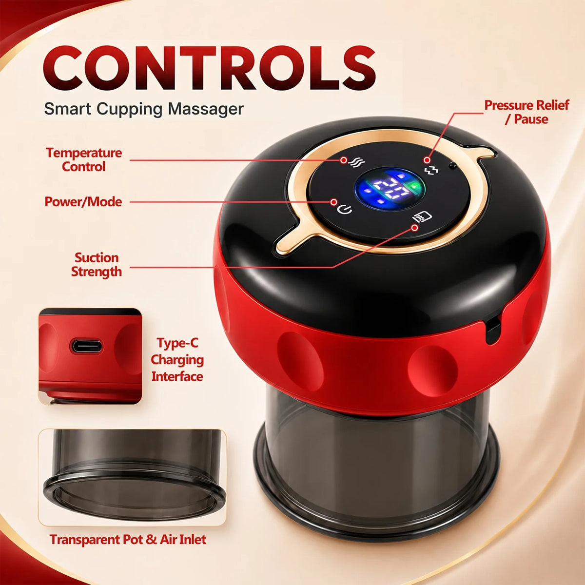 Jitesy Electric Cupping Massager With Heat And Microcurrent Therapy