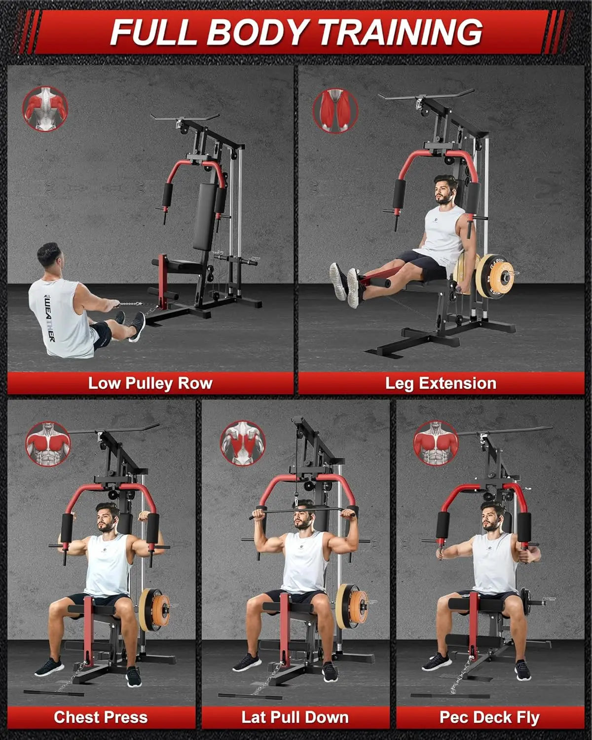 HiMISS 5-in-1 Home Gym System for Full Body Strength Training