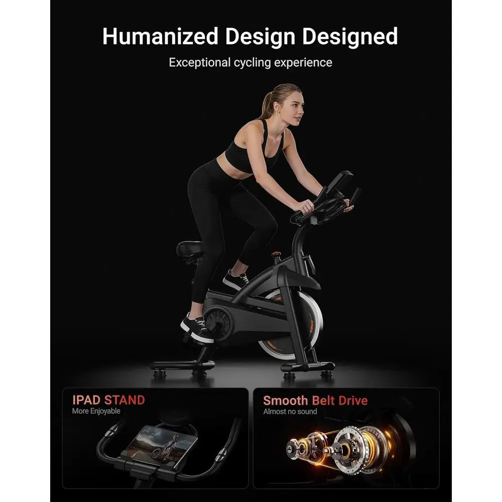 Silent Belt Drive Stationary Exercise Bike With Adjustable Resistance