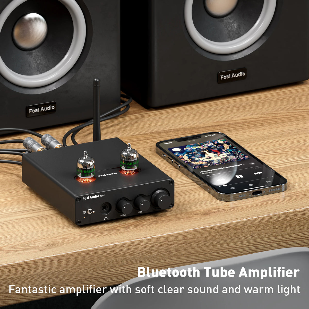 Fosi Audio T20X Bluetooth Vacuum Tube Stereo Power Amplifier TPA3221