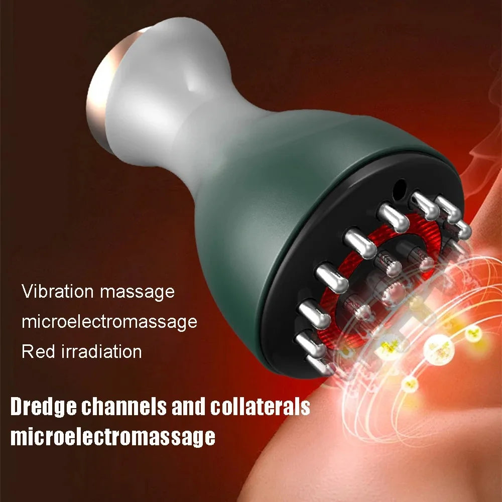 Jitesy Electric Meridian Brush Neck Massager With Heat And Vibration