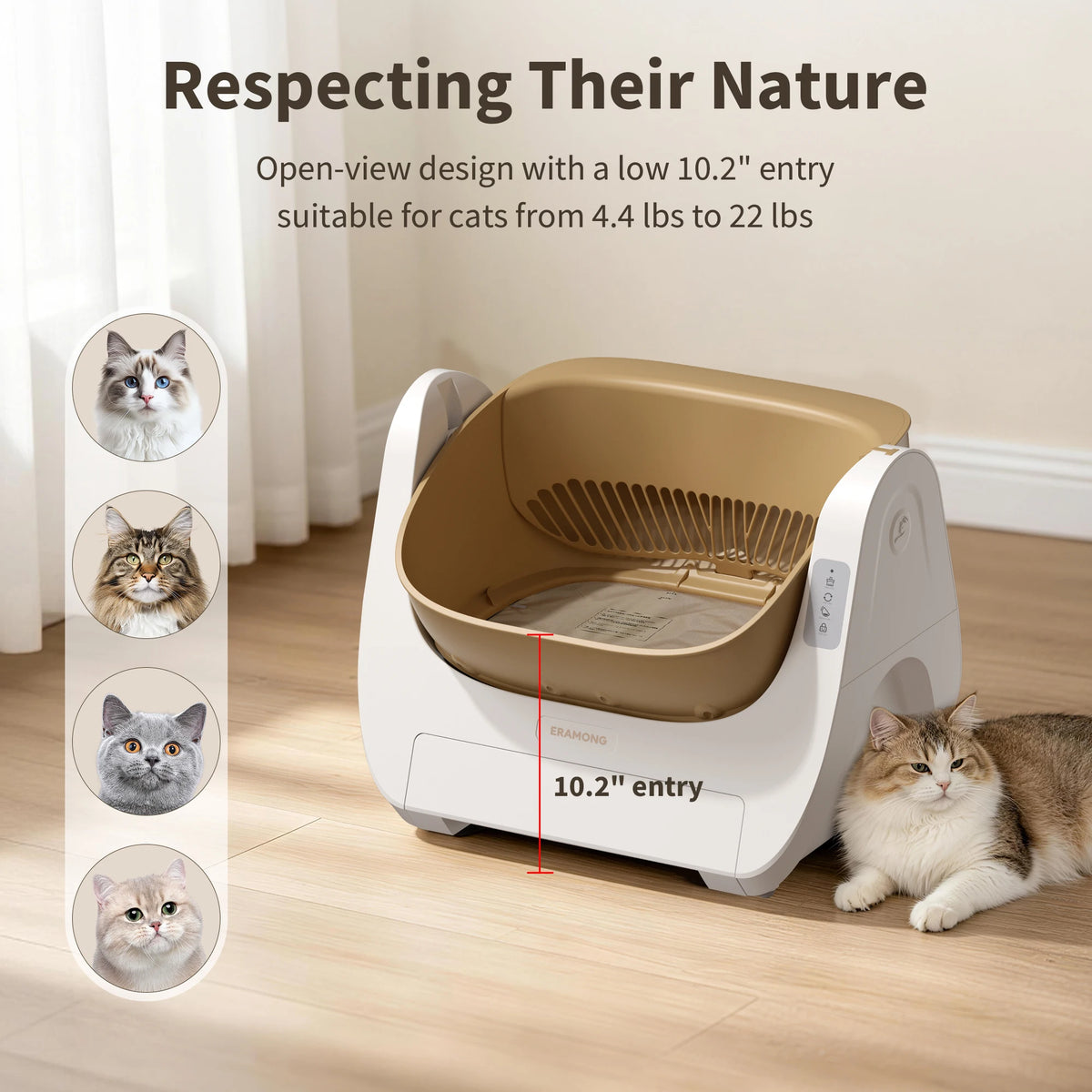 ERAMONG Automatic Self-Cleaning Cat Litter Box With Safety Protection