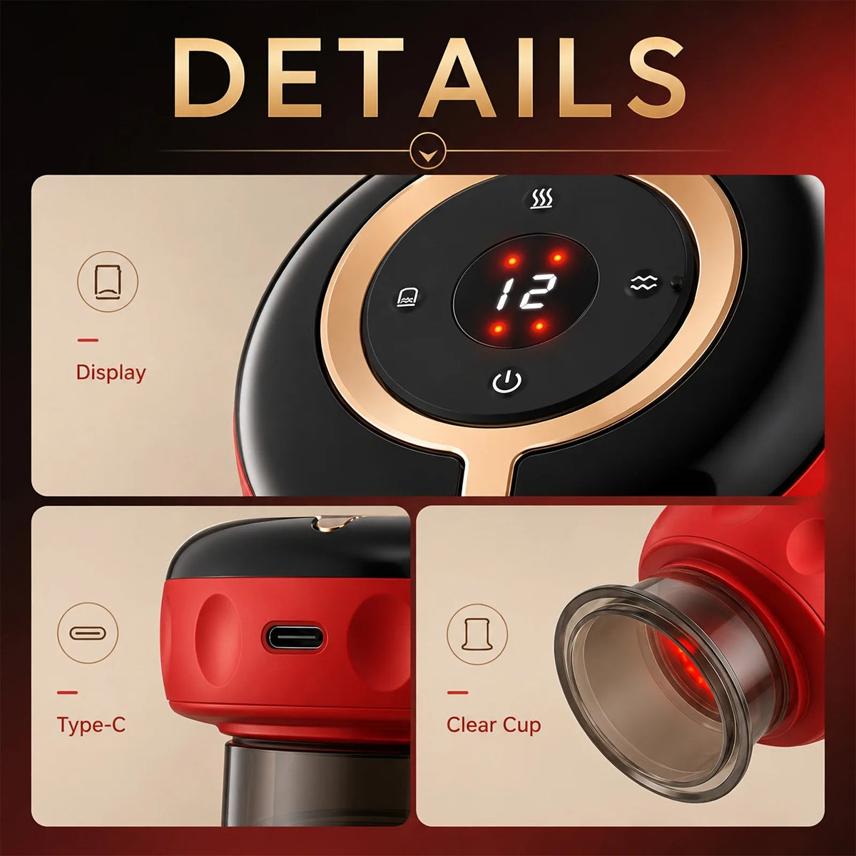 Jitesy Electric Cupping Massager With Heat And Microcurrent Therapy