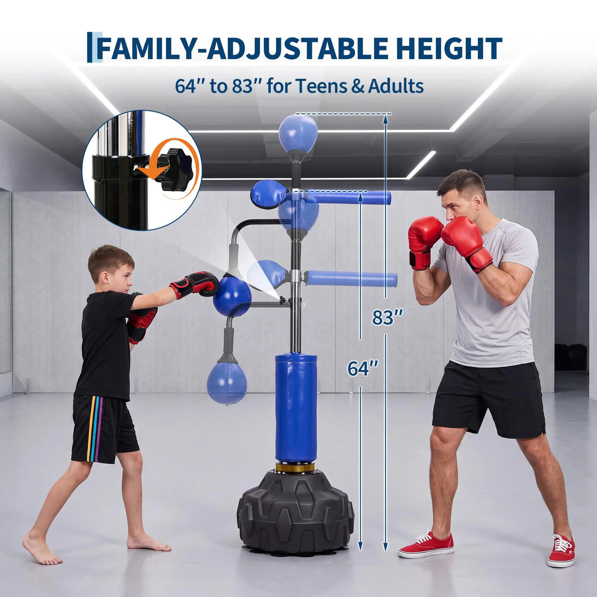 Freestanding Boxing Bar With Swivel And Dual Speed Balls