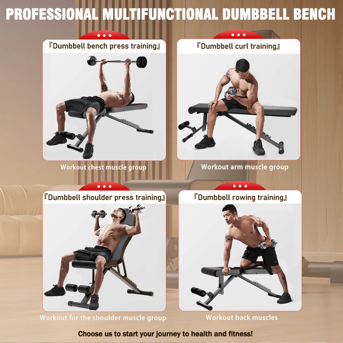 Foldable Adjustable Multifunctional Strength Training Workout Bench