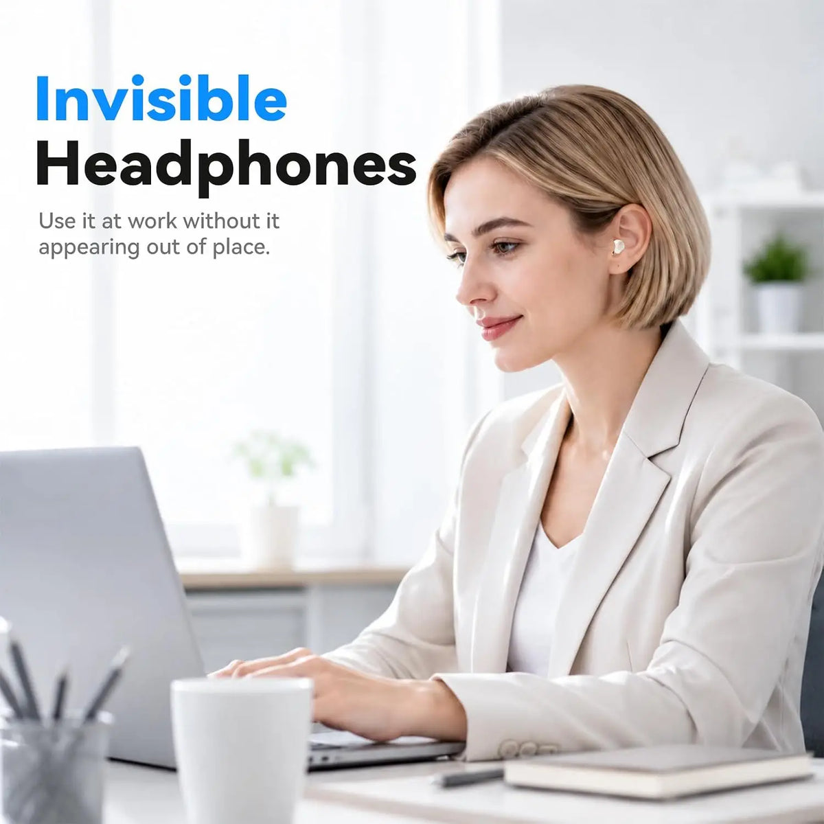 INSONIXN Invisible Wireless Bluetooth Earbuds With Active Noise Cancellation