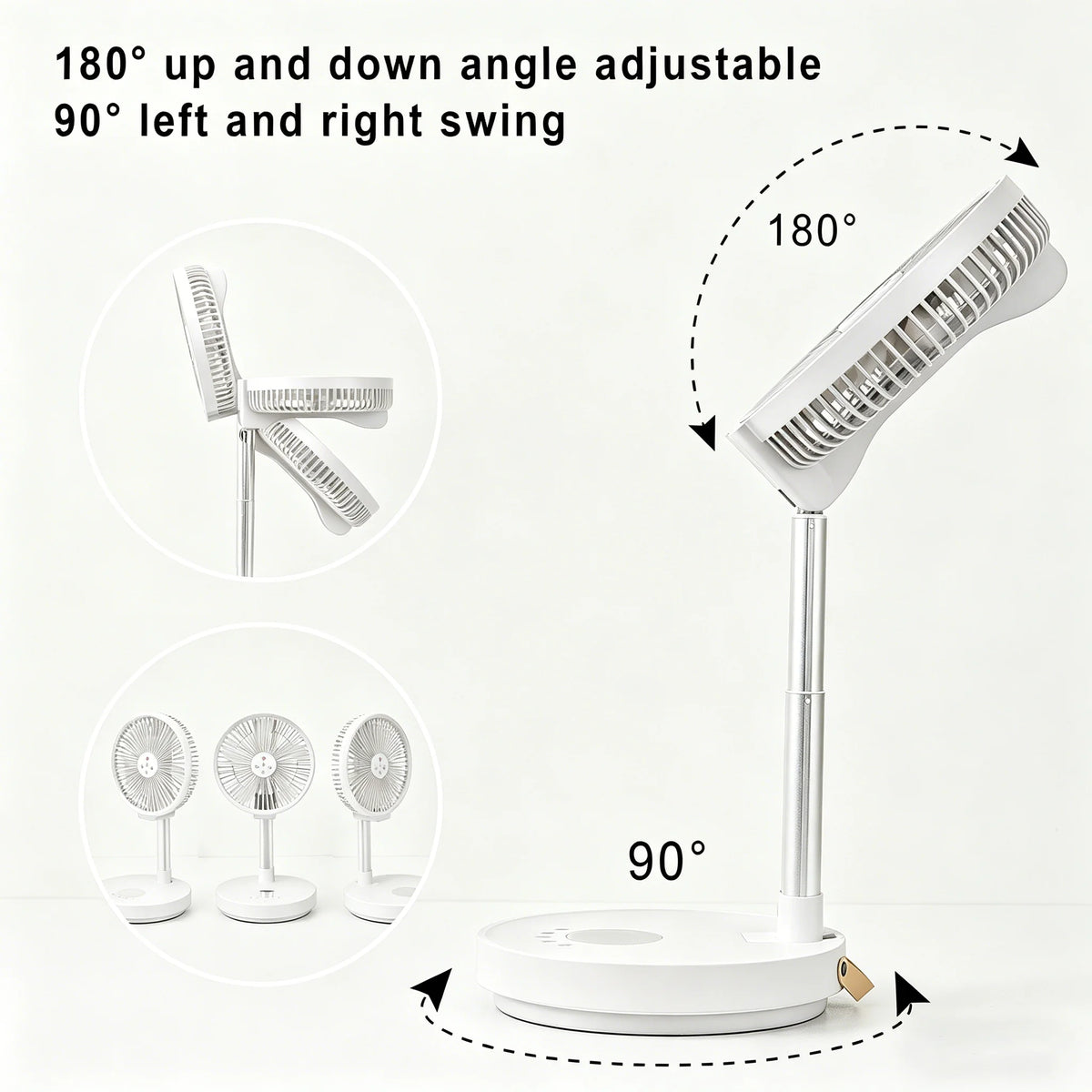 TENGKESi Remote Control Folding Fan With LED Light And Timer