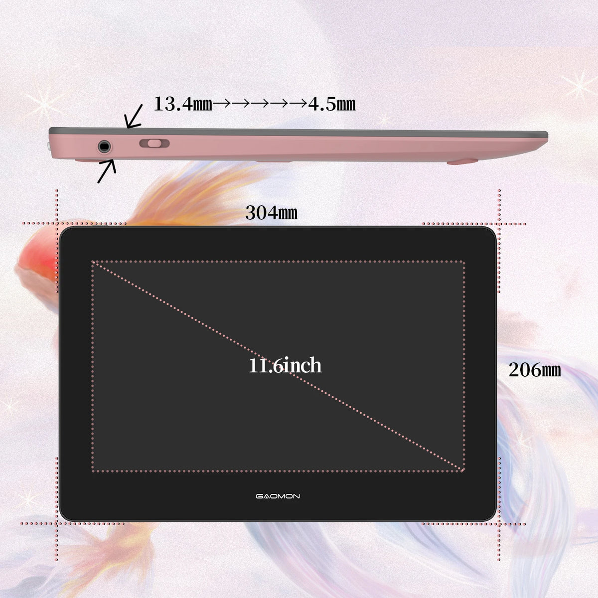 GAOMON Graphics Tablet Display With Battery Free Drawing Pen