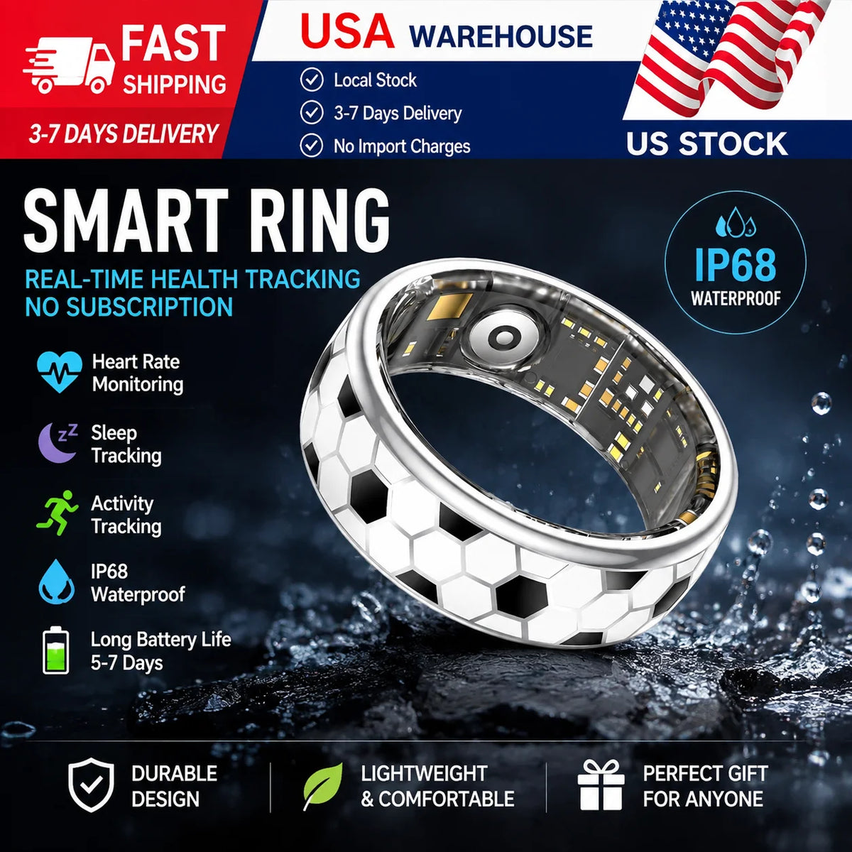 Smart Ring With GPS Tracking, Music Control And Sports Modes