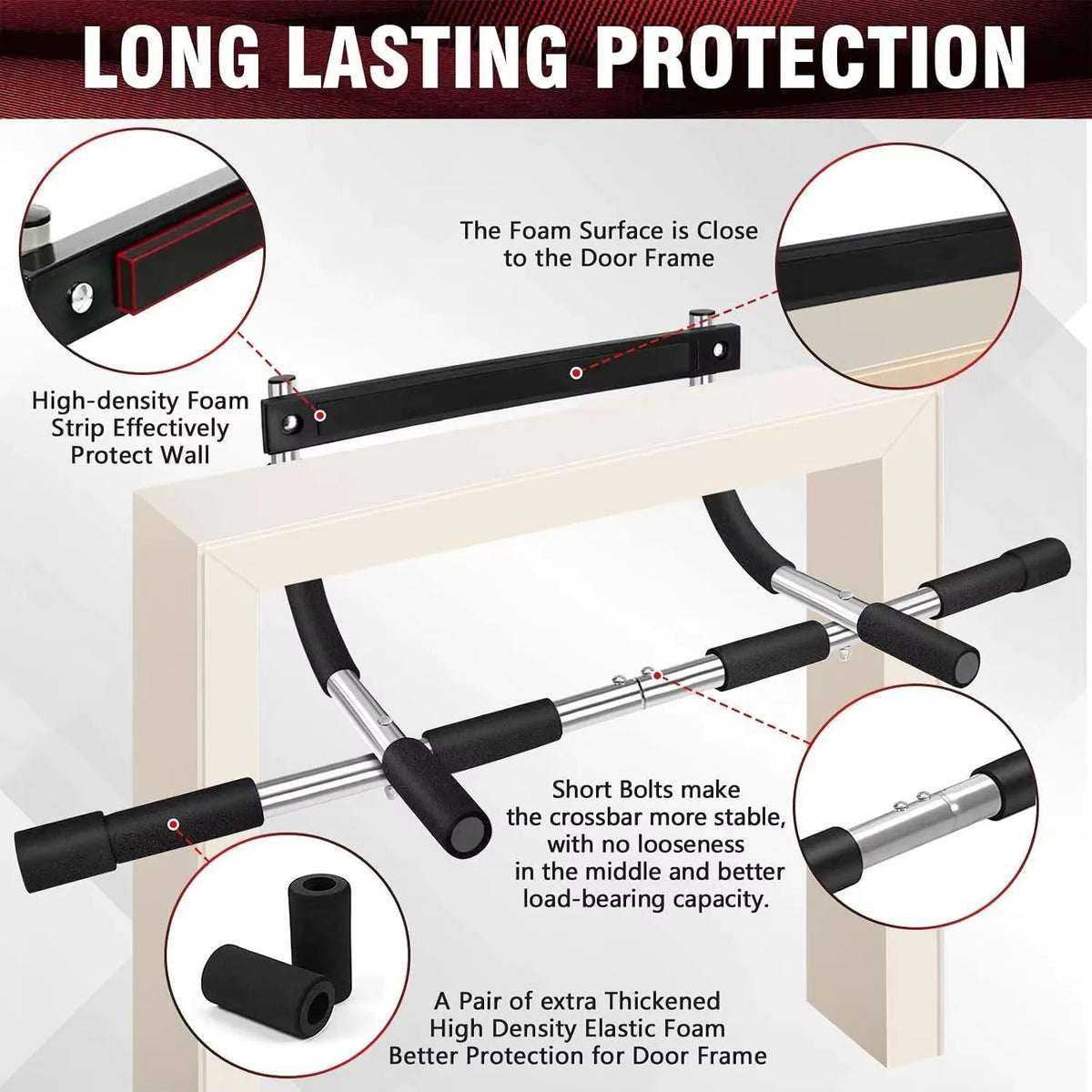 DIAMRI Adjustable Doorway Pull Up Bar for Strength Training