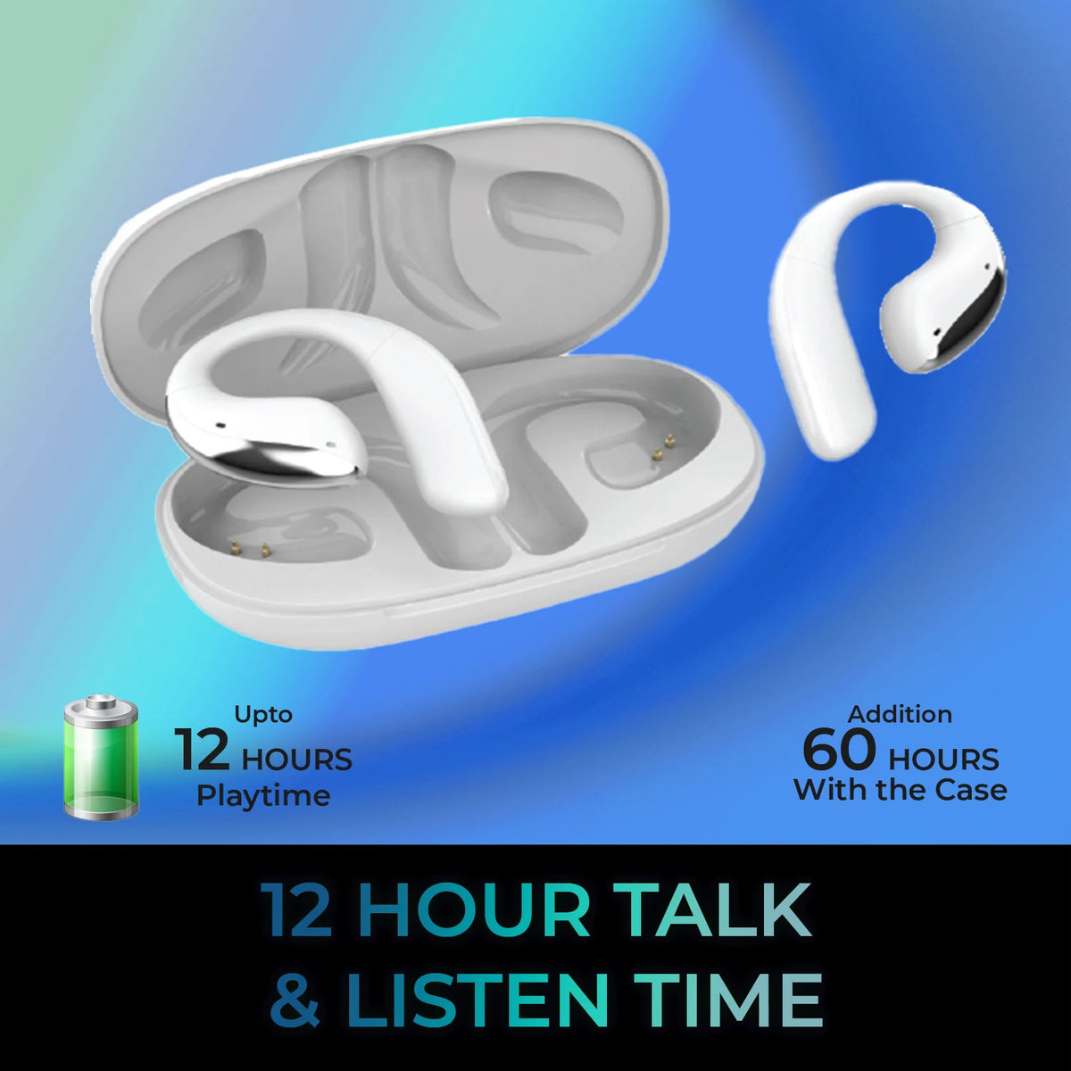 Open Ear Bluetooth Sports Earbuds With Touchscreen Charging Case