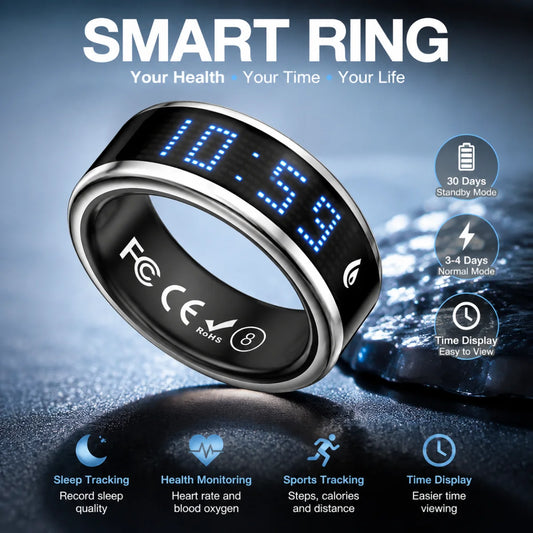 Smart Ring With LED Time Display And Health Monitoring