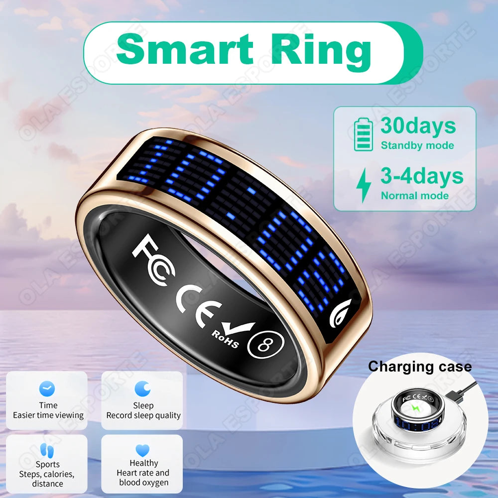 Smart Ring With LED Time Display And Health Monitoring