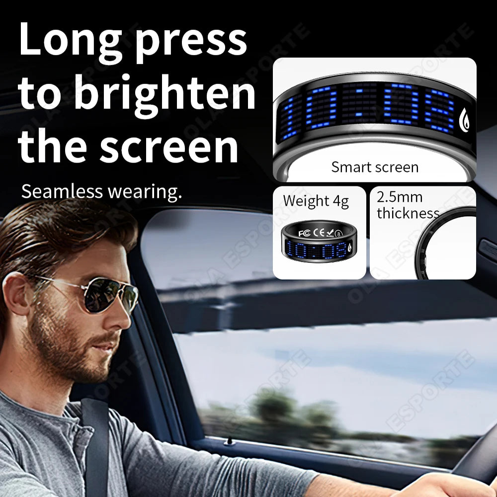 Smart Ring With LED Time Display And Health Monitoring