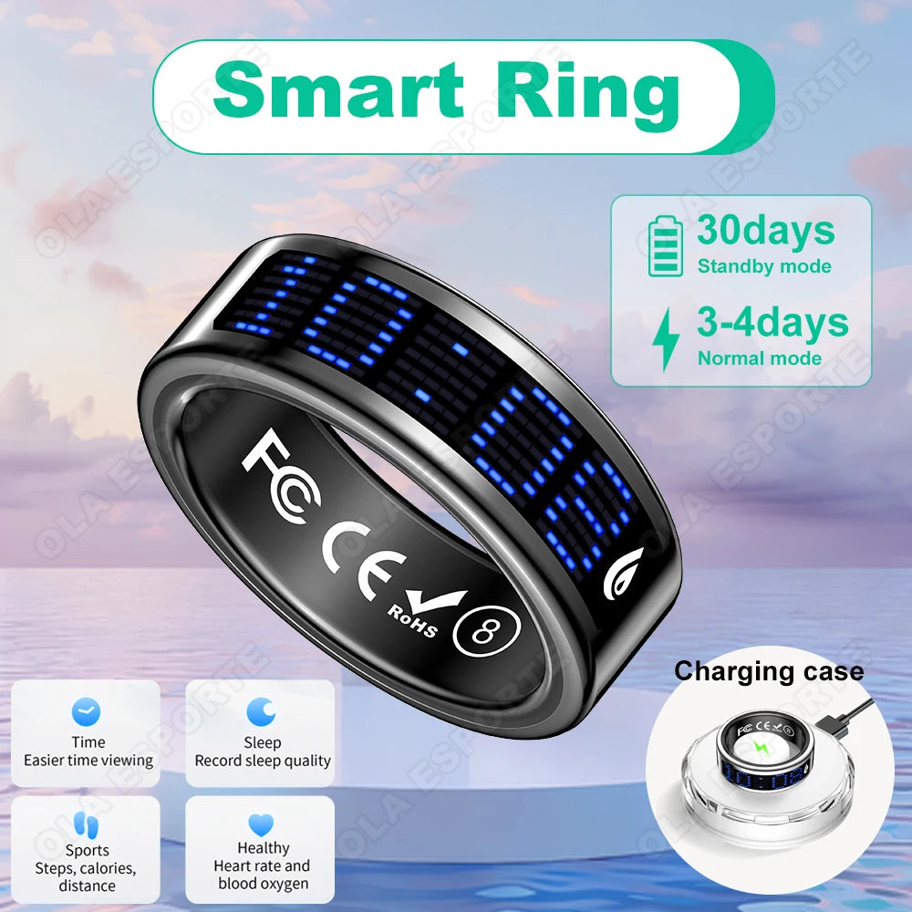 Smart Ring With LED Time Display And Health Monitoring